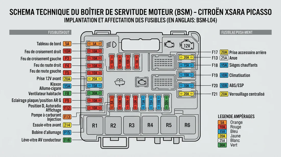 Emplacement exact du fusible selon votre boîtier BSM