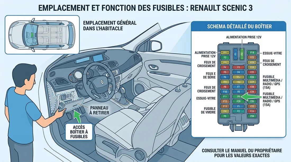 Solution 1 : contrôler et changer le fusible de l'autoradio